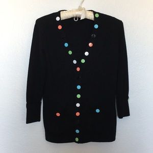 One Girl Who Black Sweater w/ Colorful Snaps Sz M